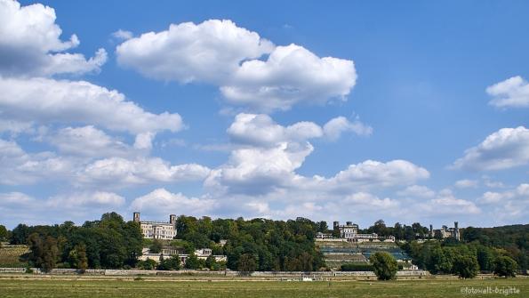 Blick auf Schloss Albrechtsberg, Lingnerschloss, Schloss Eckberg