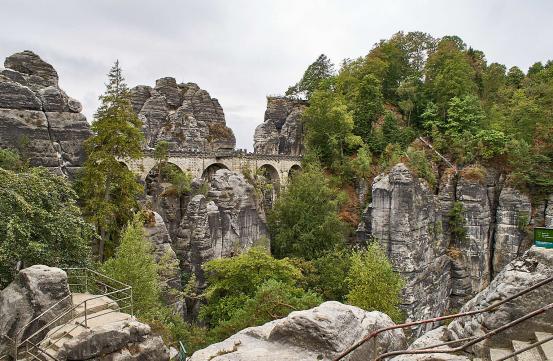 Blick auf Basteibrücke